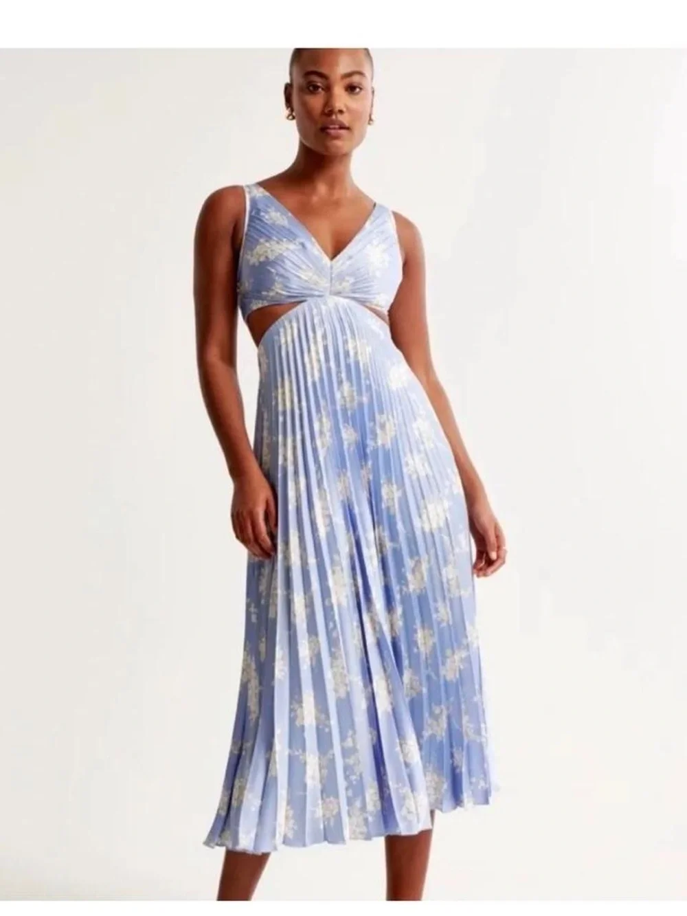 Abercrombie & Fitch Light Lavender Floral Cutout Maxi Dress